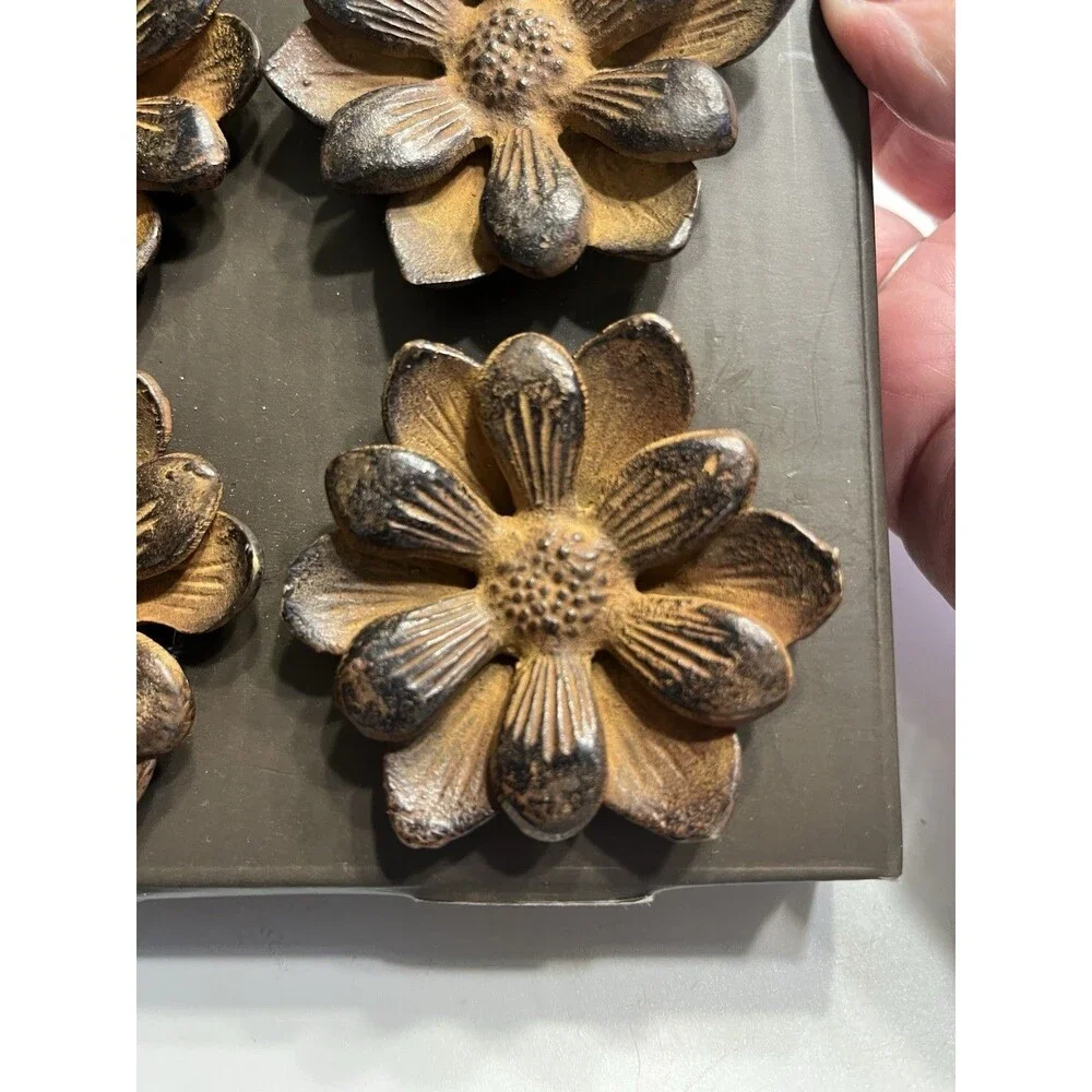 6pc Pottery Barn Metal Flower Napkin Rings New
